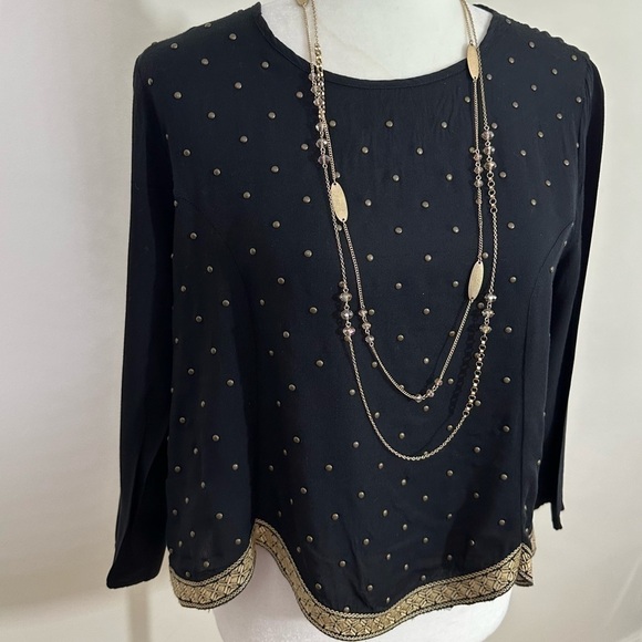 Mi ami sz sm top 100% rayon lined studded front all in place Gold trim on hem - Picture 7 of 14